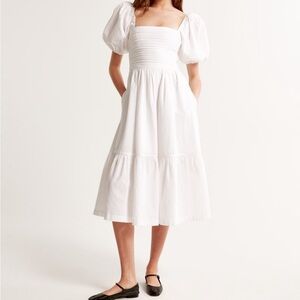 The A&F Emerson Linen-Blend Puff Sleeve Midi Dress